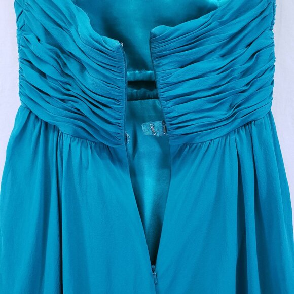 Aidan Mattox 100% Silk Strapless Formal Prom Gown Turquoise Maxi Dress Size 10 - Picture 13 of 16